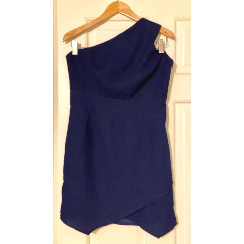 One-Shoulder Navy Blue Dress
